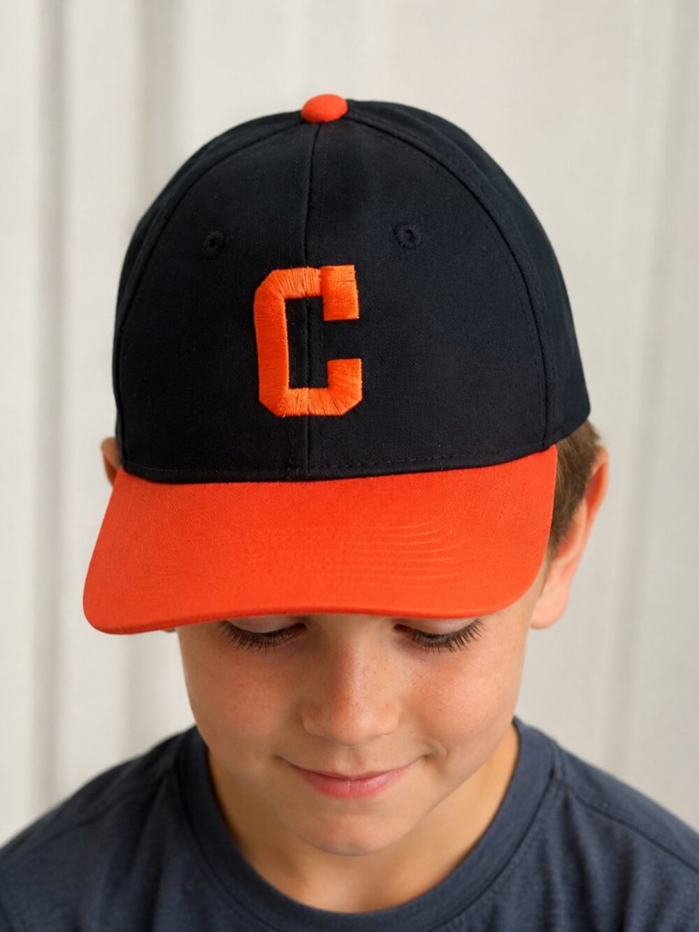 Black and Orange Kids' Baseball Cap with Embroidered Letter “C”
